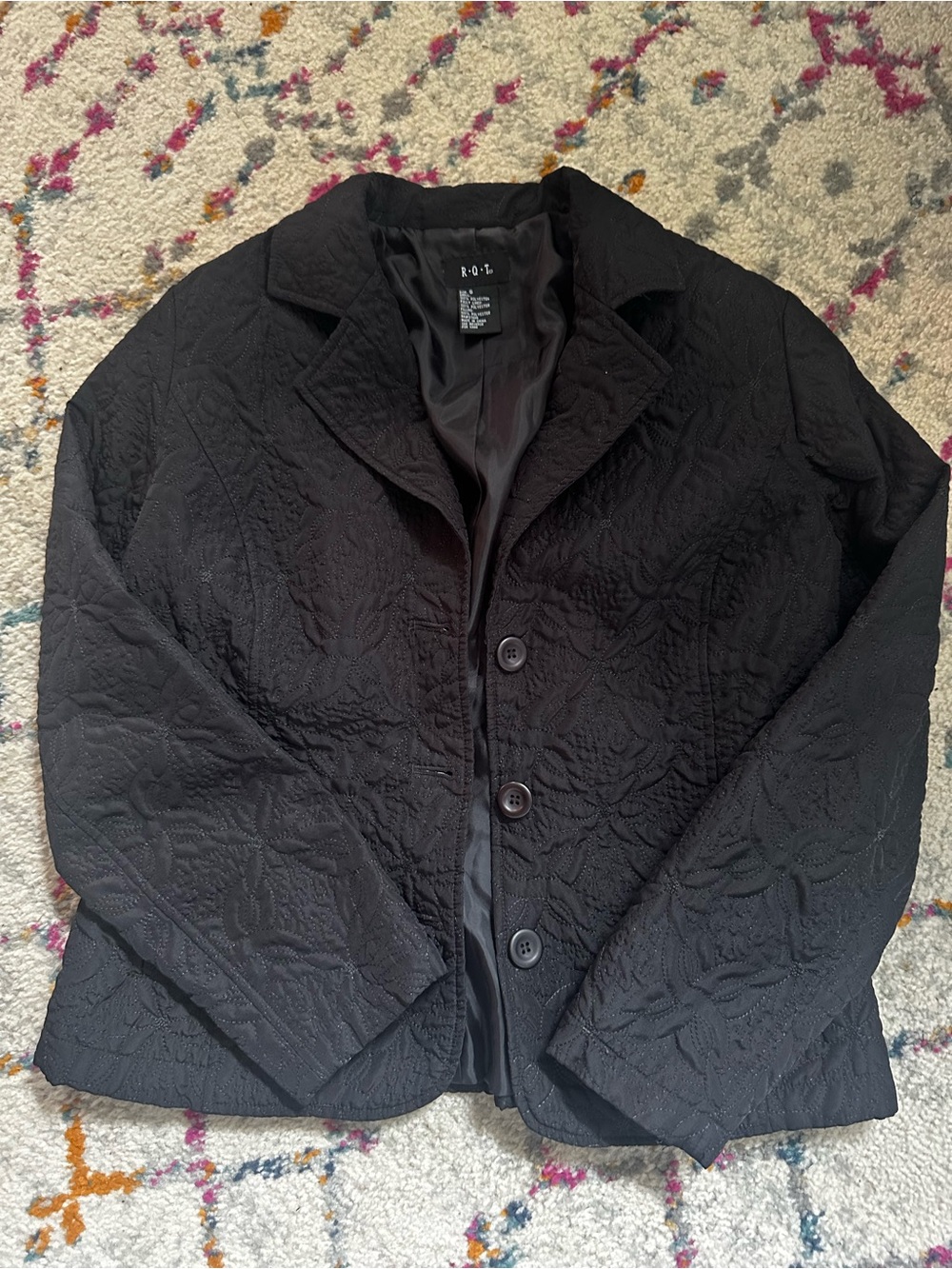 Rodeo Black Quilted Button-Front Blazer